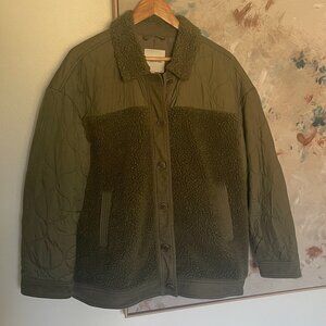 Madewell Olive Green Sherpa Quilted Jacket Large